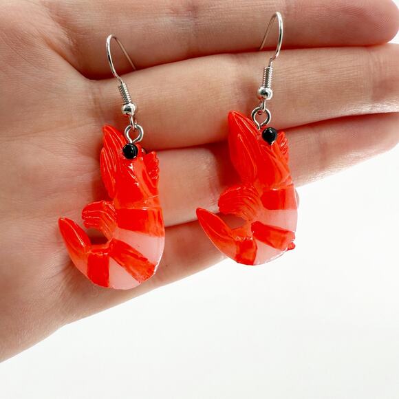 Shrimp Earrings, Shrimp Gifts, Novelty Earrings, Sushi Earrings - Picture 2 of 4